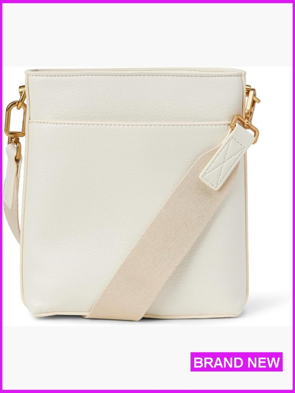 Faux Leather Sling Crossbody Bag Slim Minimalist Everyday Zipper Pockets